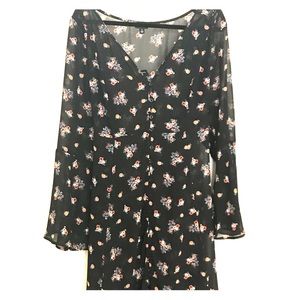 Black floral chiffon dress